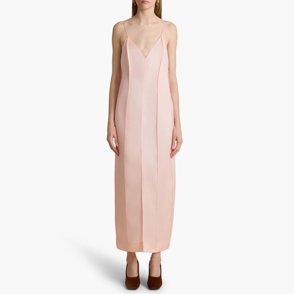 KHAITE Tully Silk Gazar Slip Dress in Soft Pink Size 0